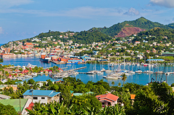 Beautiful St. George’s harbour, Grenada, Caribbean.