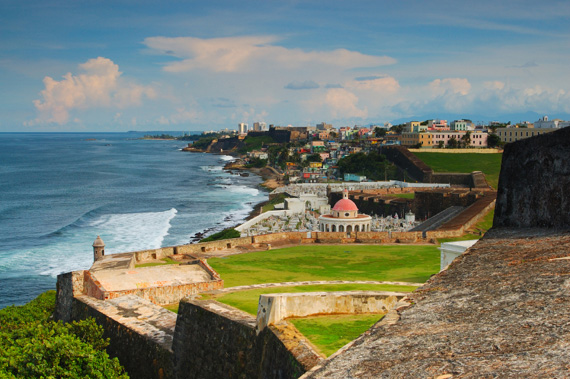A panoramic view of old San Juan, Puerto Rico, Caribbean.