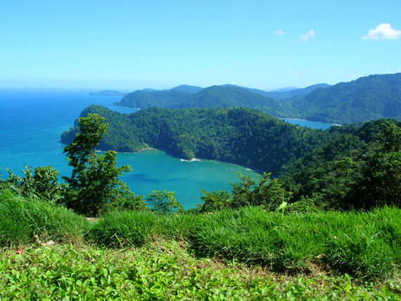 A panoramic view of Maracas Bay on the island of Trinidad, Trinidad and Tobago, Caribbean.