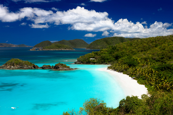 Unbelievably beautiful Trunk Bay on the island of St. John in the United States Virgin Islands, Caribbean.